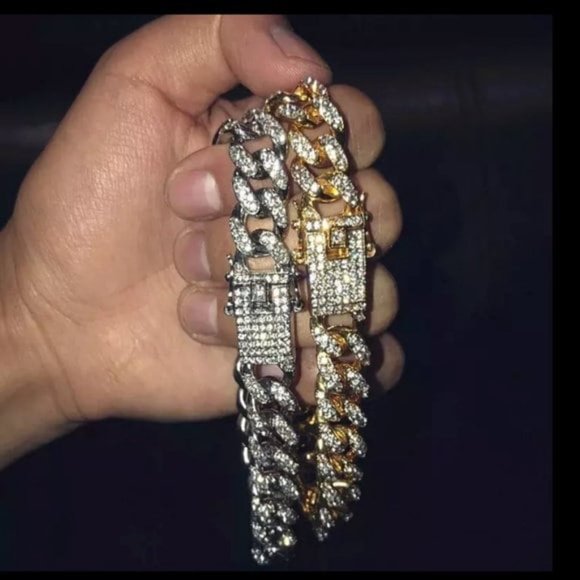 Men’s Miami Cuban Link Diamond Bracelet, Cubic Zirconia Bracelet, CZ Bracelet - Picture 2 of 8